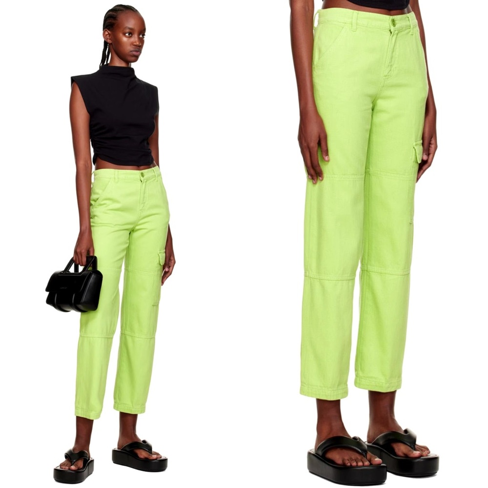 Reformation Green Bailey Trousers in Lime Green